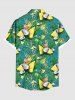 Chemise à boutons grande taille pour homme, imprimé hawaïen feuilles tropicales, noix de coco, ananas et flamants roses, style hawaïen - Vert 6XL