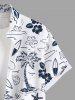 Plus Size Coconut Tree Floral Lemon Starfish Sailboat Print Hawaii Button Pocket Shirt For Men -  