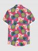 Plus Size Pineapple Flamingo Print Hawaii Button Pocket Shirt For Men -  