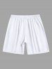 Plus Size Watercolor Sea Coconut Tree Print Hawaii Drawstring Beach Shorts For Men -  