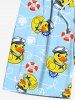 Plus Size Duck Swimming Ring Anchor Print Hawaii Cruise Drawstring Beach Shorts For Men -  