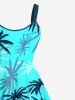 Plus Size Coconut Tree Print Hawaii Tank Dress -  