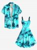 Plus Size Coconut Tree Print Hawaii Tank Dress -  