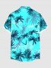 Plus Size Coconut Tree Print Buttons Pocket Hawaii Shirt For Men -  