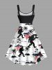 Plus Size Patriotic American Flag Coconut Tree Gorillas Print Tank Dress -  