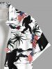 Plus Size Patriotic American Flag Coconut Tree Gorillas Print Buttons Pocket Shirt For Men -  
