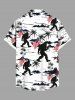 Plus Size Patriotic American Flag Coconut Tree Gorillas Print Buttons Pocket Shirt For Men -  