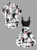 Plus Size Patriotic American Flag Coconut Tree Gorillas Print Tank Dress -  