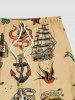 Plus Size Hamburger Skull Fish Anchor Sailboat Heart Print Hawaii Beach Shorts For Men -  