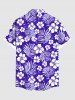 Plus Size Tropical Leaf Hibiscus Flowers Print Buttons Pocket Hawaii Shirt For Men -  