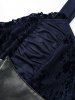 Gothic Plus Size Glitter Floral Flocking Ruched PU Panel Belted Split Layered High Low Asymmetric A Line Tank Dress -  