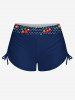 1950s Retro Cherry Dots Print Halter Ruched Cinched Boyleg Tankini Swimsuit -  