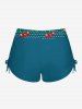 1950s Retro Cherry Dots Print Halter Ruched Cinched Boyleg Tankini Swimsuit -  