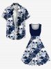 Robe D'Halloween Vintage Crâne Fleur Imprimées Grande Taille - Bleu de Minuit 6X