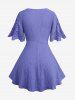 Plus Size Twist Floral Hollow Out Plisse Top -  