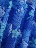 Plus Size Tropical Flowers Leaf Print Cinched Hollow Out Panel Asymmetrical Boyleg Tankini Swimsuit -  