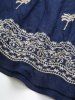 Plus Size Floral Pattern Coconut Tree Embroidery Twist Cold Shoulder Dress -  