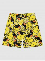 Short de Plage Hawaiien Imprimé Caractère Bande Dessinée Grande Taille pour Homme - Jaune 7XL