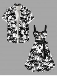 Contrastant Imprimé Cocotier Grande Taille pour la Plage - Noir 