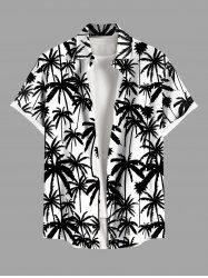 Plus Size Two Tone Coconut Tree Print Buttons Pocket Hawaii Shirt For Men -  