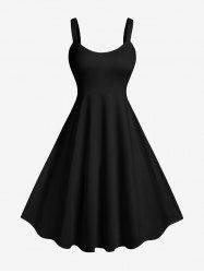 Robe Ligne A en Couleur Unie de Grande Taille - Noir 3X