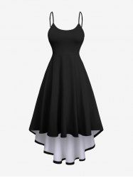 Robe Asymétrique Haute Basse à Bretelle de Grande Taille - Noir 3X