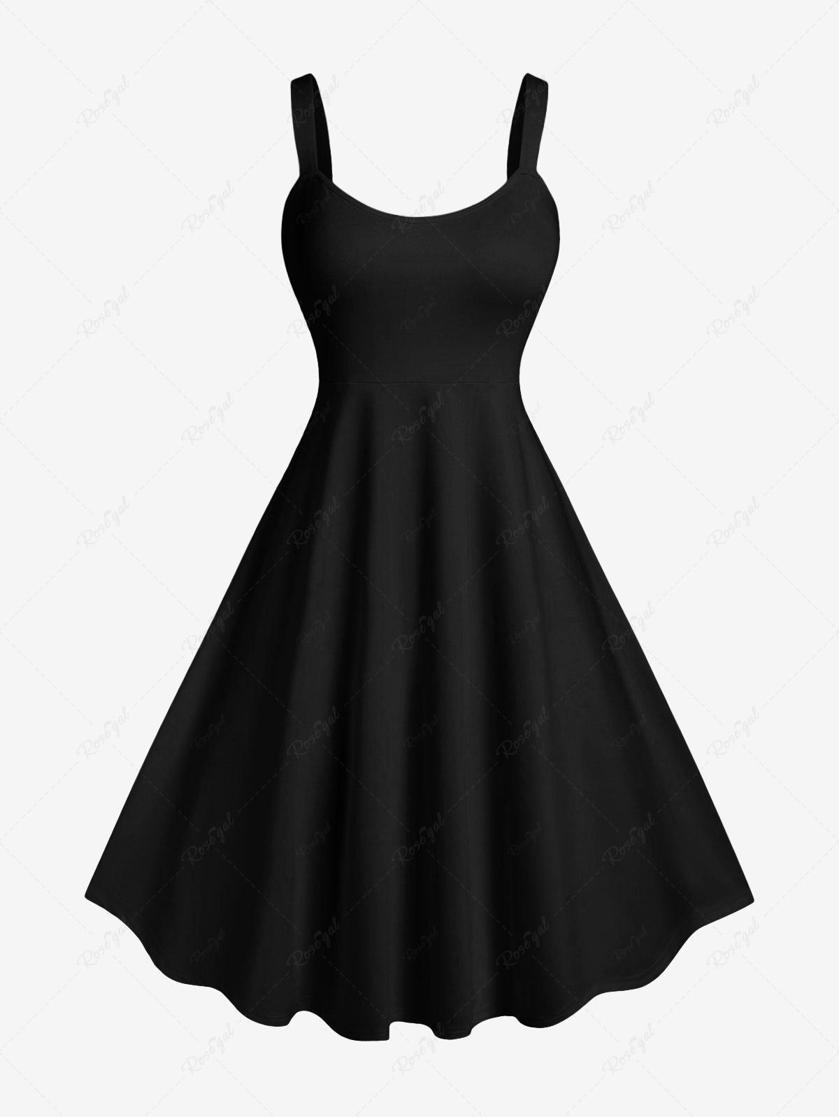 Outfits Plus Size A Line Solid Tank Dress  