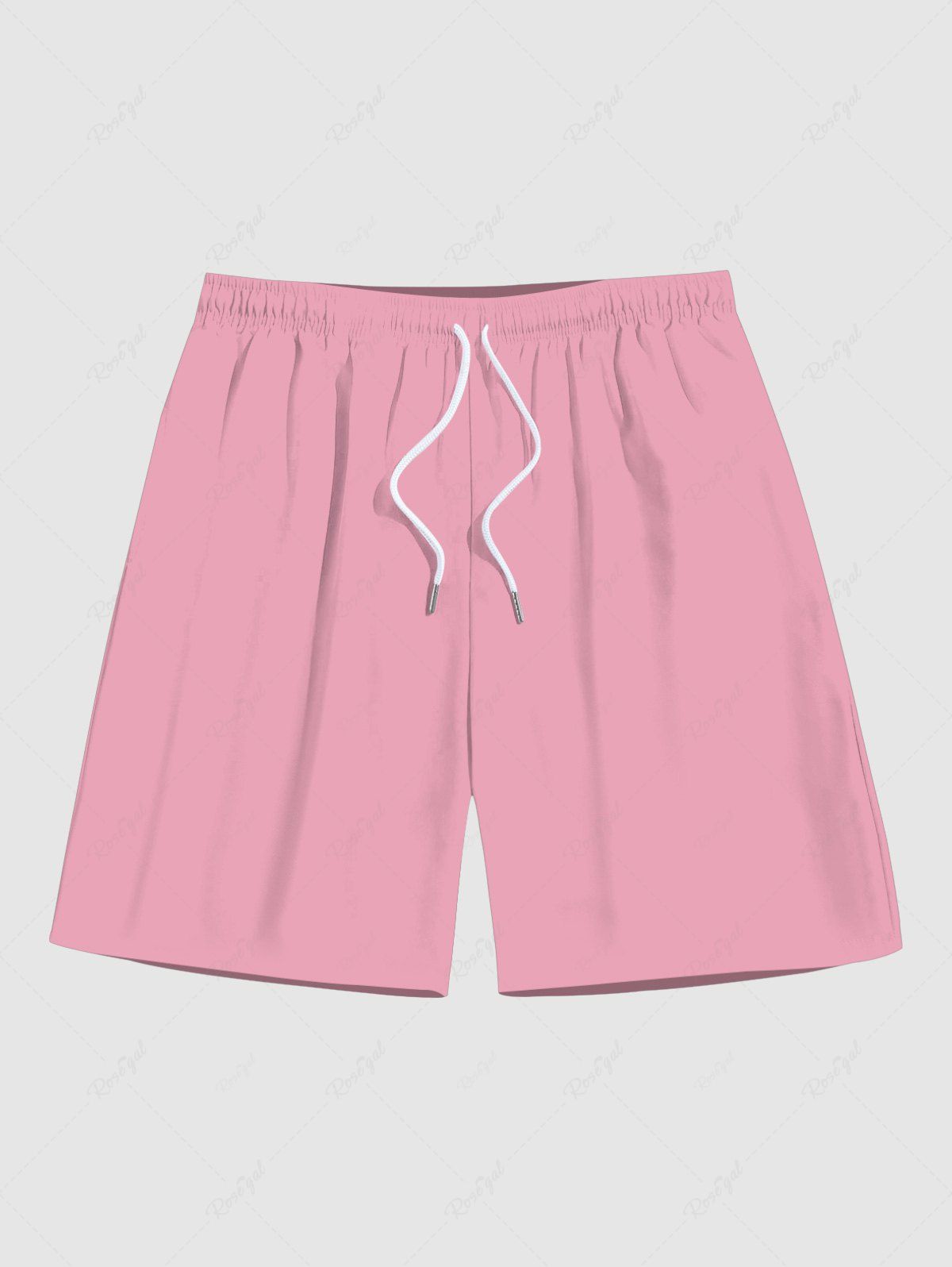 Shops Plus Size Solid Color Pocket Hawaii Beach Shorts For Men  