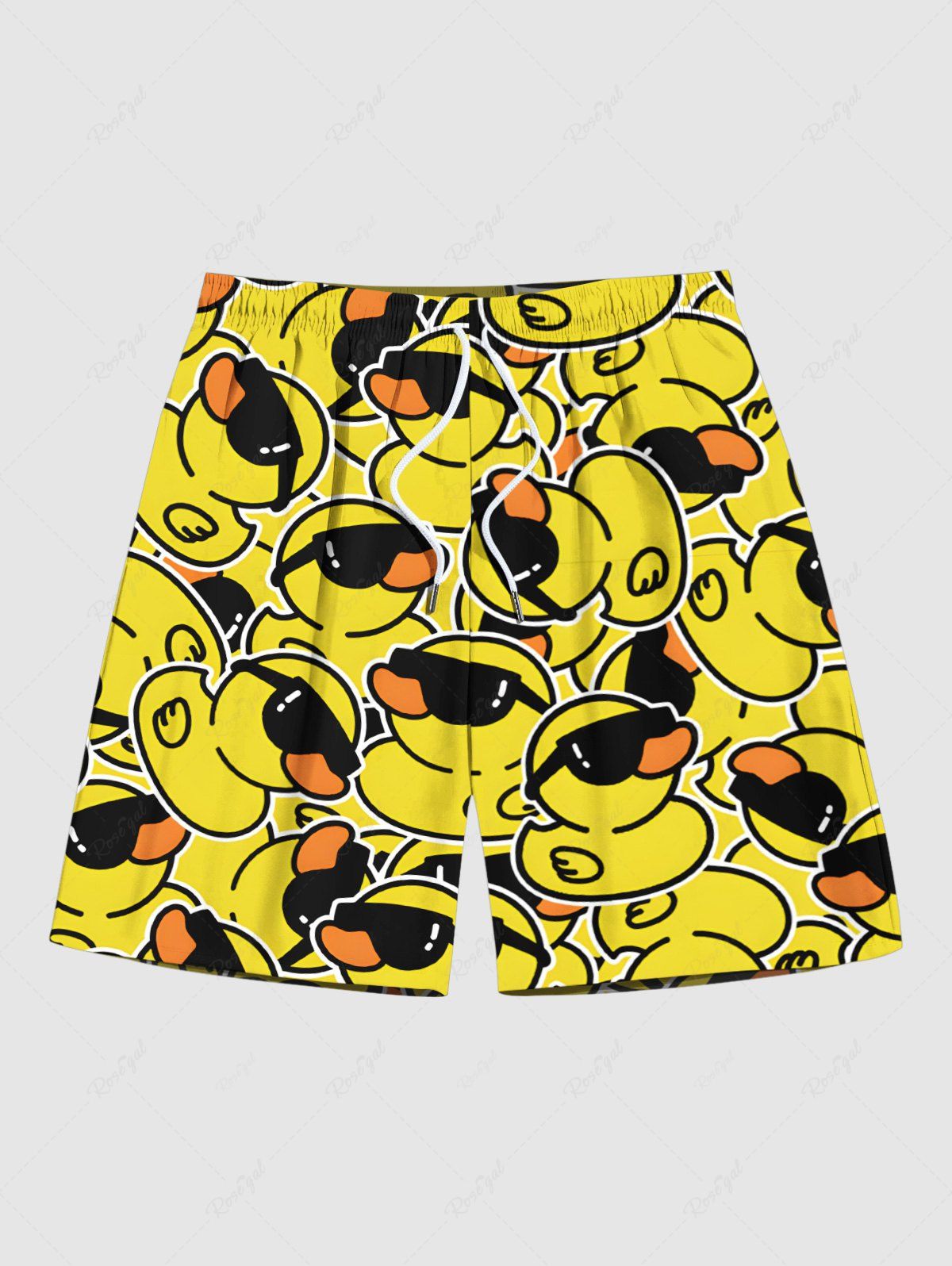 Shop Plus Size Sunglasses Rock Ducks Print Hawaii Beach Shorts For Men  