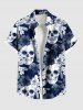 Skulls Hibiscus Flower Leaf Print Plus Size Matching Hawaii Beach Outfit For Couples -  