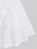 T-shirt Brodé Floral à Glands et Pantalon Evasé de Grande Taille - Blanc 