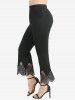 T-shirt Brodé Floral à Glands et Pantalon Evasé de Grande Taille - Blanc 