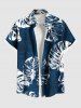 Tenue de plage hawaïenne assortie grande taille à imprimé feuilles tropicales pour couples - Bleu 