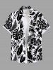 Tenue de plage hawaïenne assortie grande taille à imprimé floral et feuilles tropicales bicolores pour couples - Noir 
