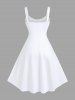 Tenue de Plage Grande Taille Imprimé Cocotiers et Paysage Marin - Blanc 
