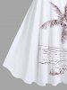 Tenue de Plage Grande Taille Imprimé Cocotiers et Paysage Marin - Blanc 