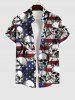 Patriotic American Flag Skulls Print Plus Size Matching Outfit For Couples -  