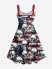 Patriotic American Flag Skulls Print Plus Size Matching Outfit For Couples -  