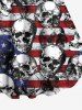 Patriotic American Flag Skulls Print Plus Size Matching Outfit For Couples -  
