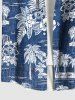 Tenue de plage hawaïenne assortie avec imprimé denim, cocotier, feuilles tropicales et fleurs, paysage marin, pour couples - Bleu 