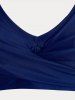 Maillot de Bain Bikini Croisé Rose et Crâne Imprimés de Grande Taille Trois Pièces - Bleu profond 3X