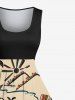 Plus Size Coconut Tree Sun Bird Print Hawaii 1950s Vintage Swing A Line Dress -  