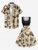 Plus Size Coconut Tree Sun Bird Print Hawaii 1950s Vintage Swing A Line Dress -  