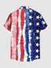 Plus Size Distressed Patriotic American Flag Print Button Pocket Shirt For Men -  