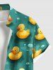 Plus Size Cute Duck Raindrop Print Hawaii Button Pocket Shirt For Men -  