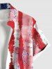 Plus Size Distressed Patriotic American Flag Print Button Pocket Shirt For Men -  