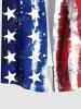 Plus Size Distressed Patriotic American Flag Print Button Pocket Shirt For Men -  
