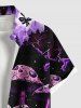 Plus Size Skull Mushroom Tree Forest Butterfly Galaxy Print Hawaii Button Pocket Shirt For Men -  