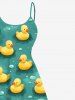 Plus Size Cute Duck Raindrop Print Hawaii High Low Asymmetric Cami Dress -  