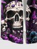 Plus Size Skull Mushroom Tree Forest Butterfly Galaxy Print Hawaii Button Pocket Shirt For Men -  
